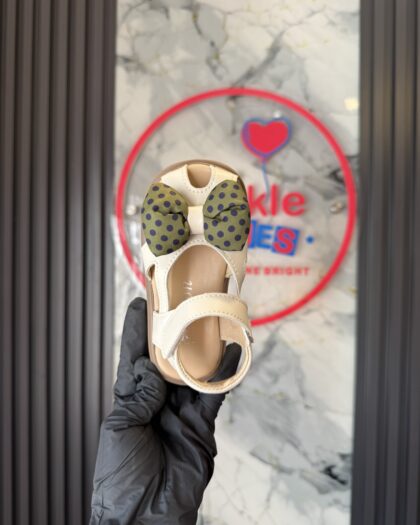 Toddler Cream & Green Girls Sandals