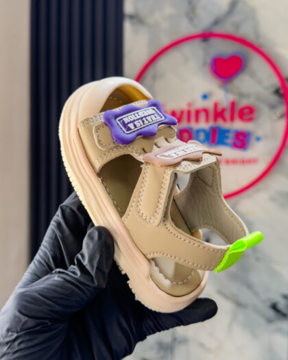 Toddler Cream & Brown Boys Sandals