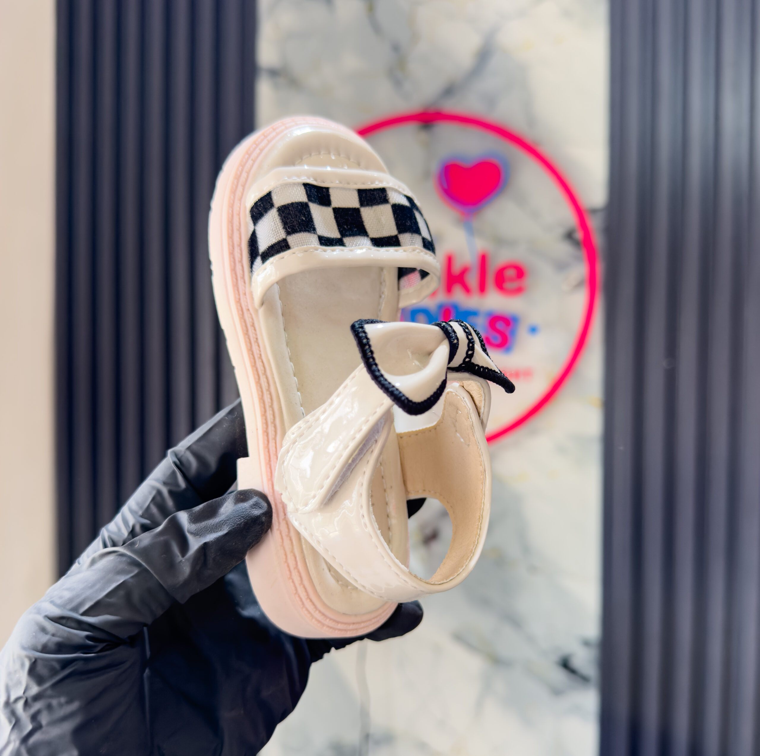 Toddler Black & White Girls Sandals