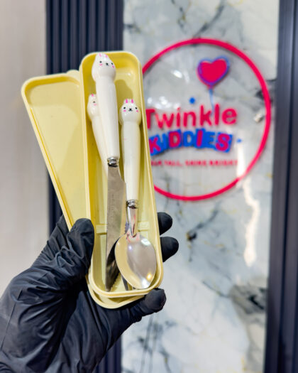 Stainless Steel White Girls Cutlery Set