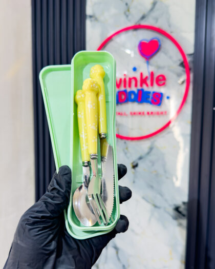 Stainless Steel Yellow Unisex Cutlery Set