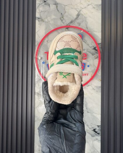 Toddler Cream & Green Boys Sneakers