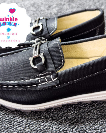 Boys Black Corporate Loafers with Ring