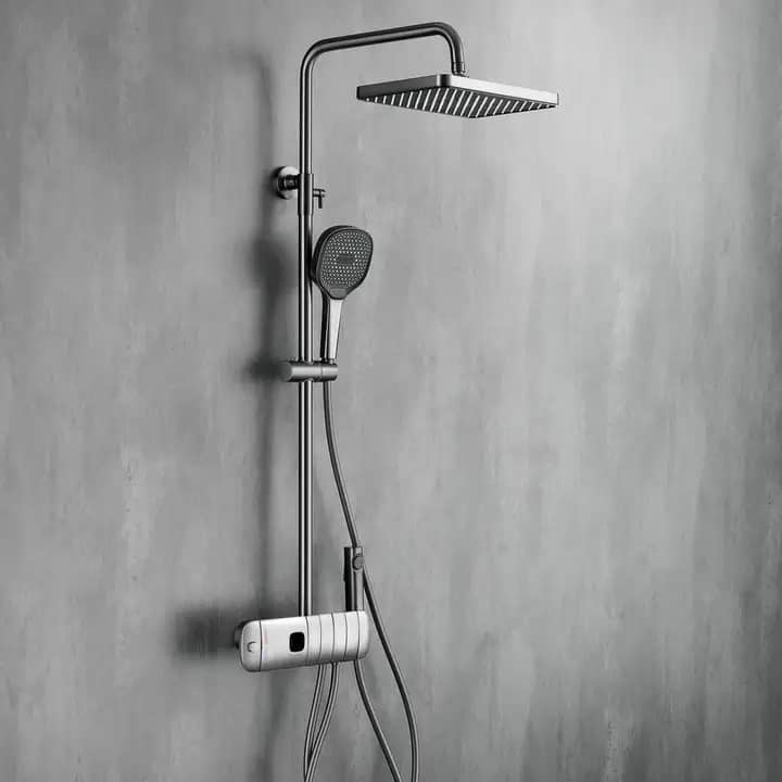 High classic thermostat digital grey shower mixer