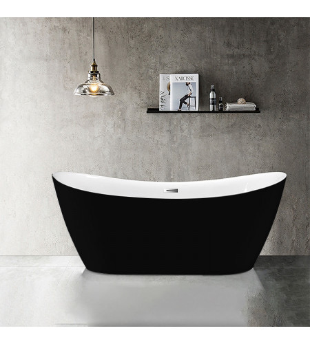 1700mm Curved Black/White Luxury Freestanding Bathtub